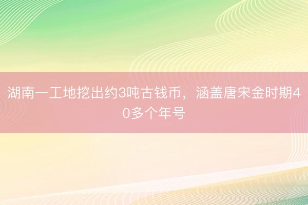 湖南一工地挖出约3吨古钱币，涵盖唐宋金时期40多个年号