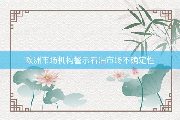 欧洲市场机构警示石油市场不确定性