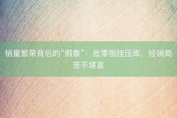 销量繁荣背后的“假象”：批零倒挂压库，经销商苦不堪言