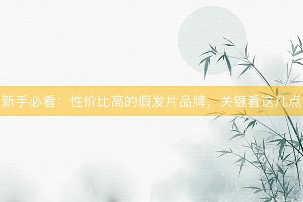 新手必看：性价比高的假发片品牌，关键看这几点