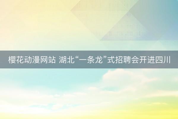樱花动漫网站 湖北“一条龙”式招聘会开进四川