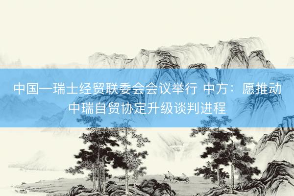 中国—瑞士经贸联委会会议举行 中方：愿推动中瑞自贸协定升级谈判进程