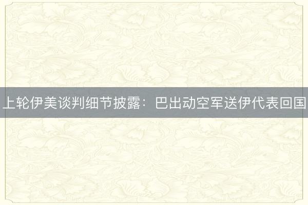 上轮伊美谈判细节披露：巴出动空军送伊代表回国