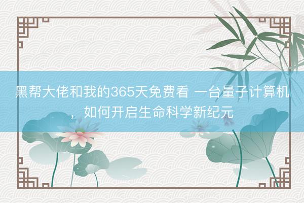 黑帮大佬和我的365天免费看 一台量子计算机，如何开启生命科学新纪元