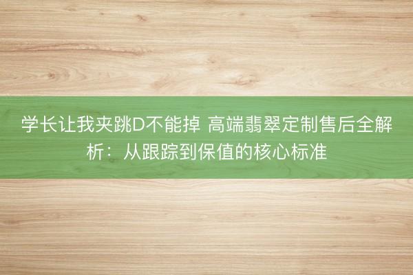 学长让我夹跳D不能掉 高端翡翠定制售后全解析：从跟踪到保值的核心标准