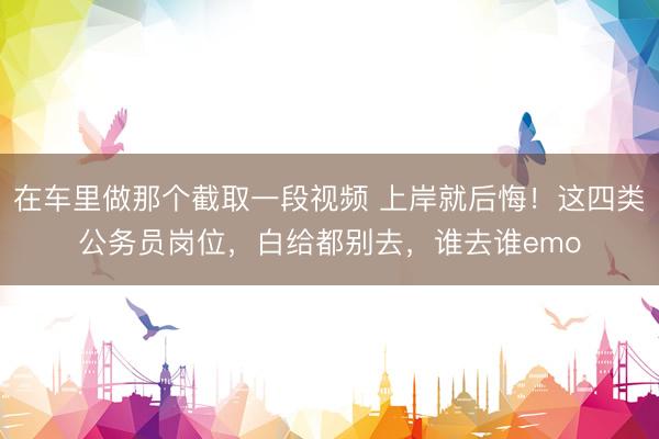 在车里做那个截取一段视频 上岸就后悔！这四类公务员岗位，白给都别去，谁去谁emo
