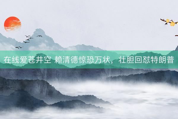 在线爱苍井空 赖清德惊恐万状,壮胆回怼特朗普