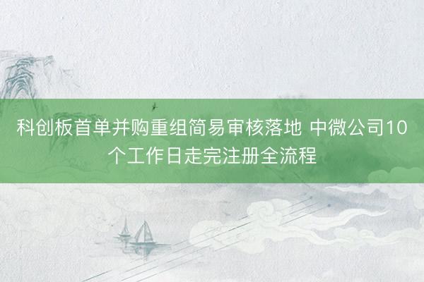 科创板首单并购重组简易审核落地 中微公司10个工作日走完注册全流程