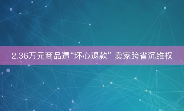 2.36万元商品遭“坏心退款” 卖家跨省沉维权