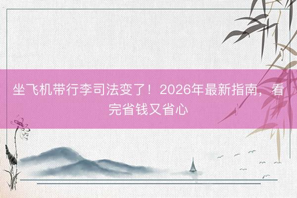 坐飞机带行李司法变了！2026年最新指南，看完省钱又省心