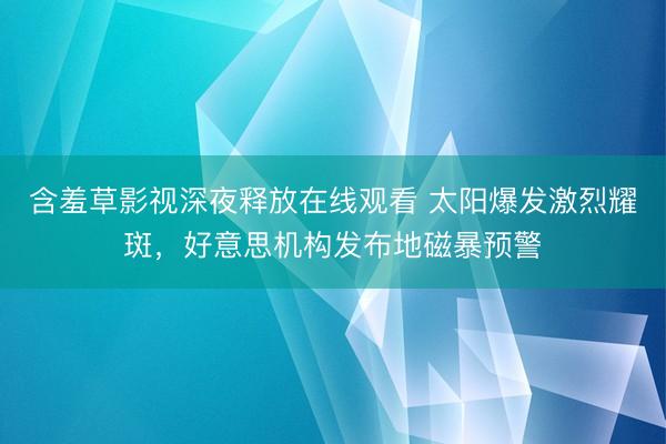 含羞草影视深夜释放在线观看 太阳爆发激烈耀斑，好意思机构发布地磁暴预警