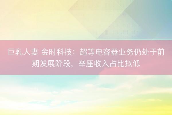 巨乳人妻 金时科技：超等电容器业务仍处于前期发展阶段，举座收入占比拟低