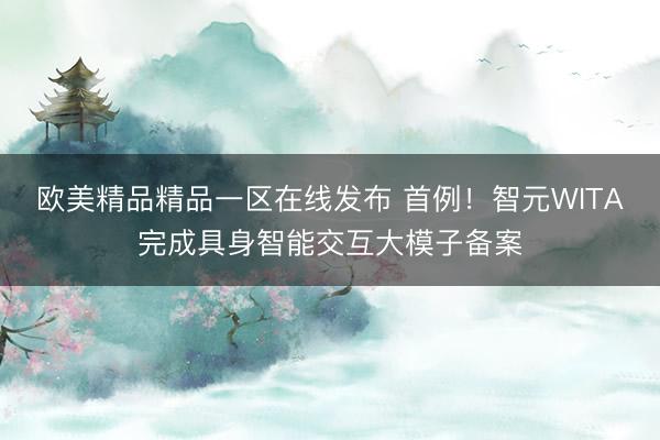 欧美精品精品一区在线发布 首例！智元WITA完成具身智能交互大模子备案