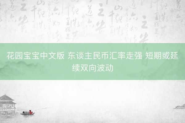 花园宝宝中文版 东谈主民币汇率走强 短期或延续双向波动