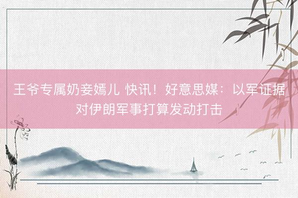 王爷专属奶妾嫣儿 快讯!好意思媒:以军证据对伊朗军事打算发动打击