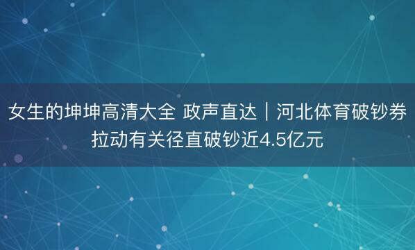 女生的坤坤高清大全 政声直达｜河北体育破钞券拉动有关径直破钞近4.5亿元