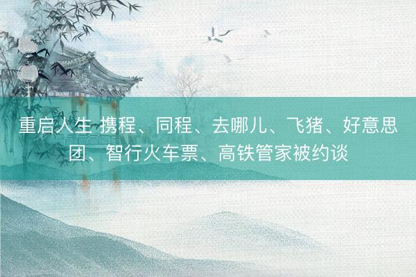 重启人生 携程、同程、去哪儿、飞猪、好意思团、智行火车票、高铁管家被约谈