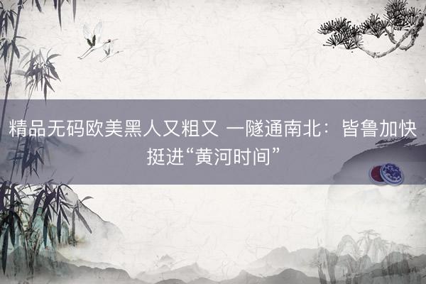 精品无码欧美黑人又粗又 一隧通南北：皆鲁加快挺进“黄河时间”