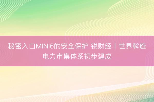 秘密入口MINI6的安全保护 锐财经｜世界斡旋电力市集体系初步建成