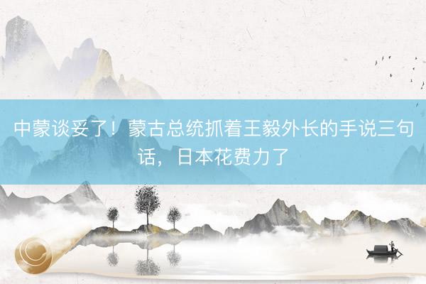 中蒙谈妥了！蒙古总统抓着王毅外长的手说三句话，日本花费力了