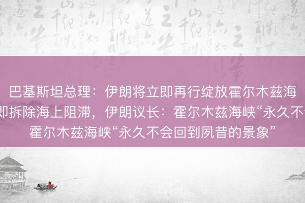 巴基斯坦总理：伊朗将立即再行绽放霍尔木兹海峡，好意思国将立即拆除海上阻滞，伊朗议长：霍尔木兹海峡“永久不会回到夙昔的景象”