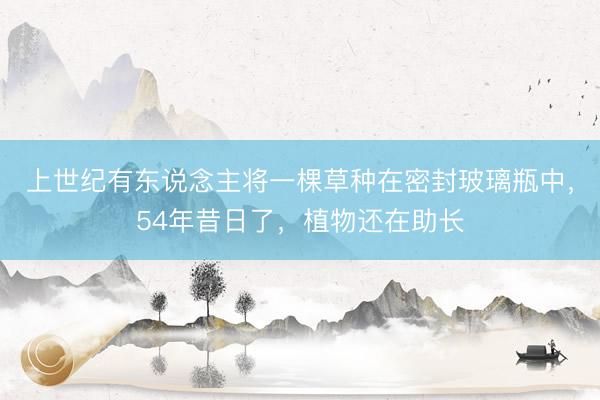 上世纪有东说念主将一棵草种在密封玻璃瓶中，54年昔日了，植物还在助长